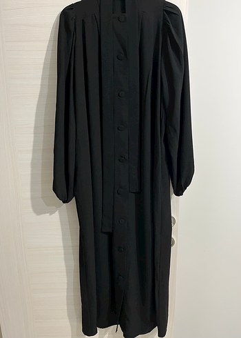 Uzun Kollu Siyah Kadın elbise ferace - Görsel 3
