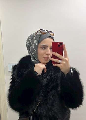 Siyah Kadın Suni Kürk Midi Kaban - Görsel 2