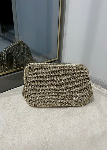 İşlemeli Gold Kadın El Çantası - Görsel 4