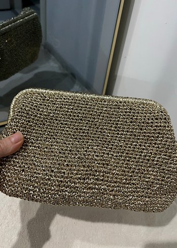 İşlemeli Gold Kadın El Çantası - Görsel 3