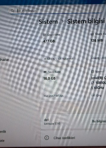 DELL LATITUDE 5310 i7 10. Nesil | 16 GB RAM | 512 GB SSD - Görsel 11