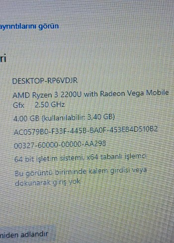 DELL LAPTOP AMD Ryzen 3 2200U İŞLEMCİ 256 GB SSD - Görsel 8
