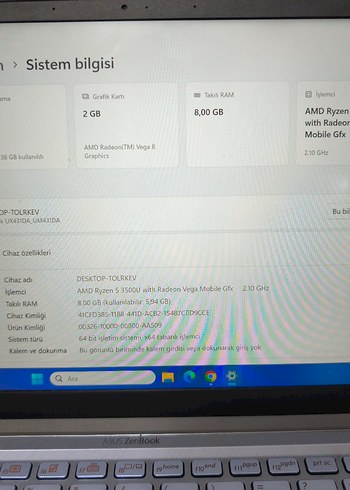 son fiyat ASUS ZENBOOK RYZEN5 IŞIKLI KLAVYE TERTEMİZ - Görsel 10