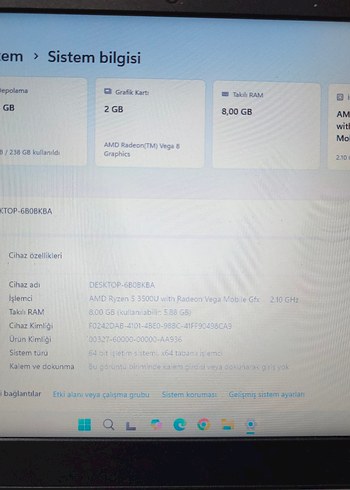 SIFIR GİBİ RYZEN 5 LENOVO/ 256 GB SSD / 8 GB RAM - Görsel 7