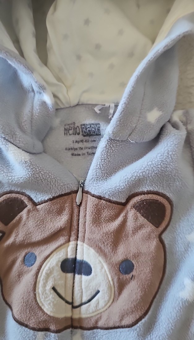 Gri Erkek Bebek Kapüşonlu Tulum - Görsel 2