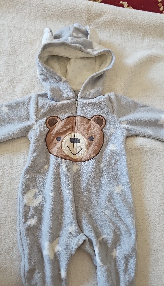 Gri Erkek Bebek Kapüşonlu Tulum - Görsel 3