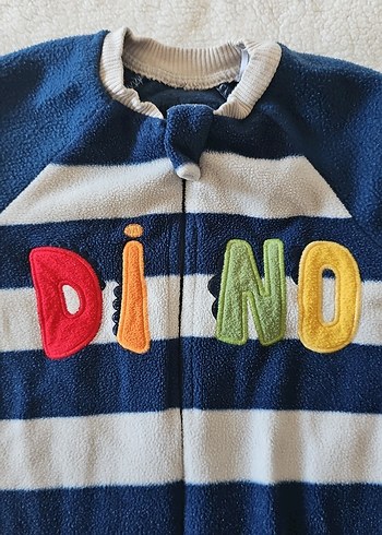 Renkli Dino Baskılı Mavi Bebek Tulum - Görsel 2