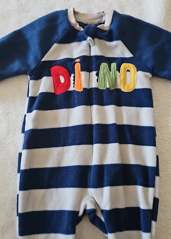 Renkli Dino Baskılı Mavi Bebek Tulum - Görsel 4