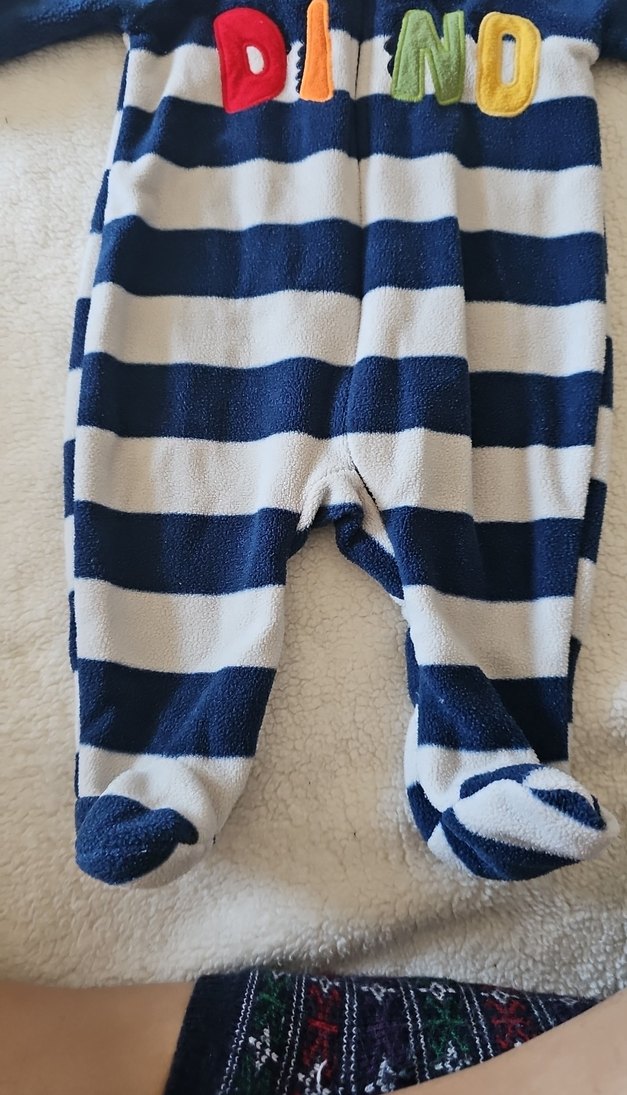 Renkli Dino Baskılı Mavi Bebek Tulum - Görsel 5