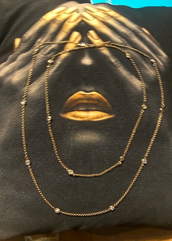 Uzun Zincir Detaylı Gümüş Kadın Kolye - Görsel 2