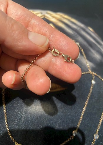 Uzun Zincir Detaylı Gümüş Kadın Kolye - Görsel 3