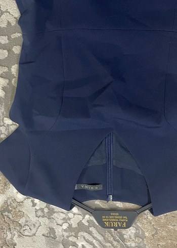 Lacivert kumaş elbise - Görsel 3