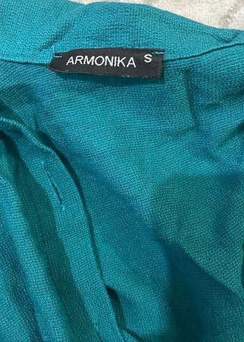 Düğmeli Turkuaz ince triko Uzun Elbise - Görsel 2