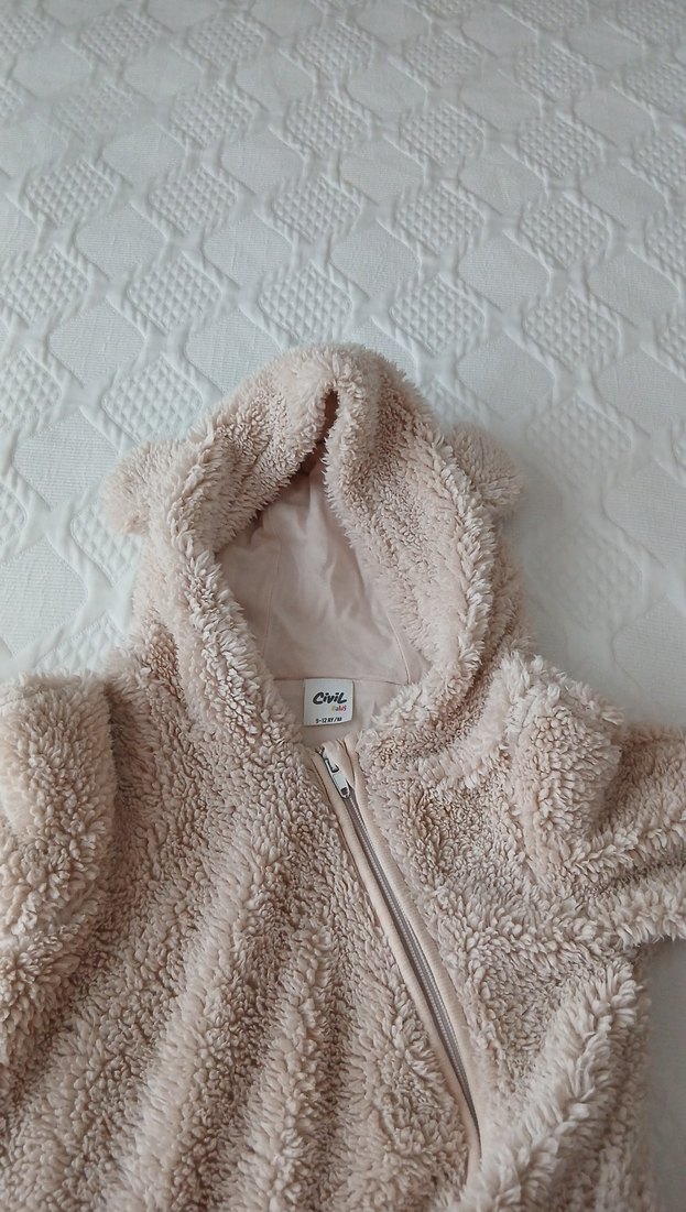 Kapüşonlu Bebek Erkek Peluş Tulum - Görsel 3