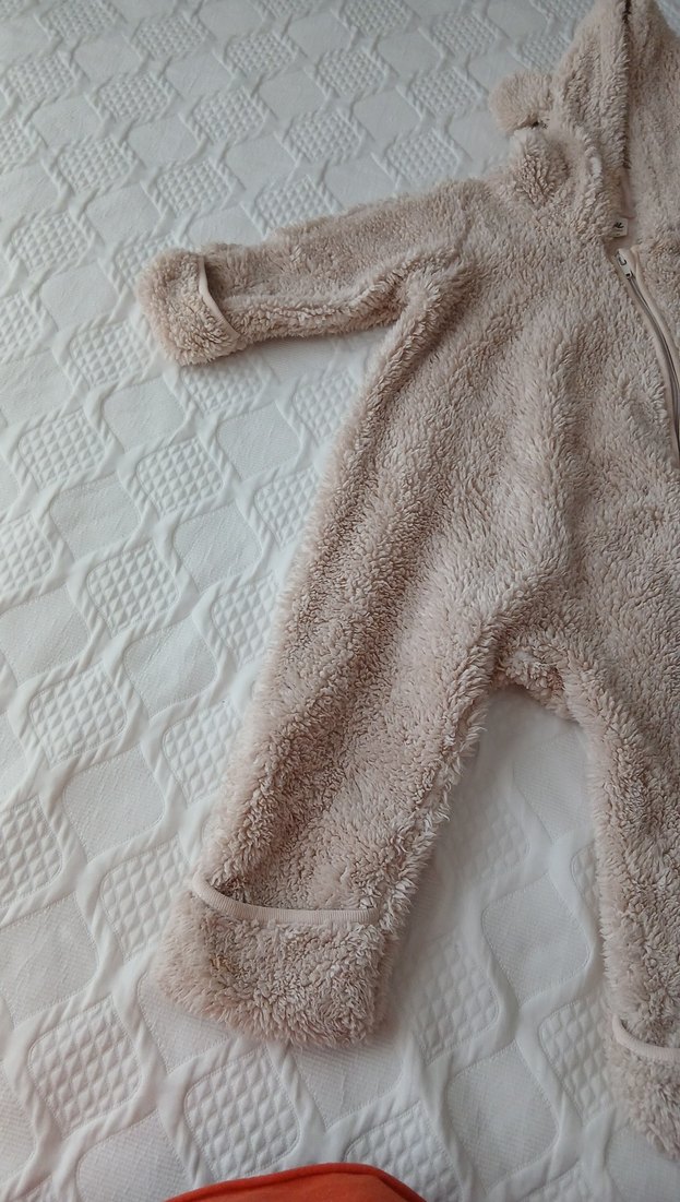 Kapüşonlu Bebek Erkek Peluş Tulum - Görsel 2