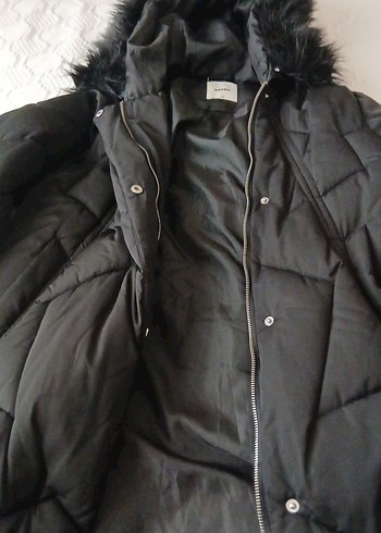 Düğmeli Siyah Midi Kışlık Kadın Mont - Görsel 2