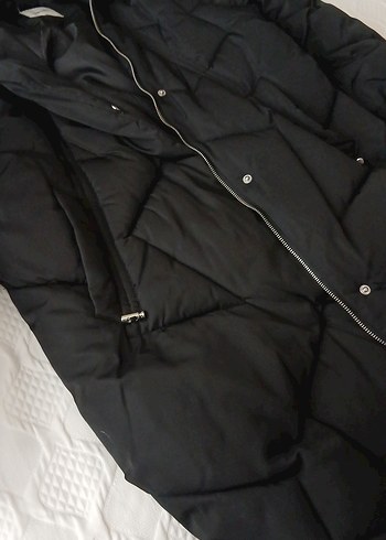 Düğmeli Siyah Midi Kışlık Kadın Mont - Görsel 5