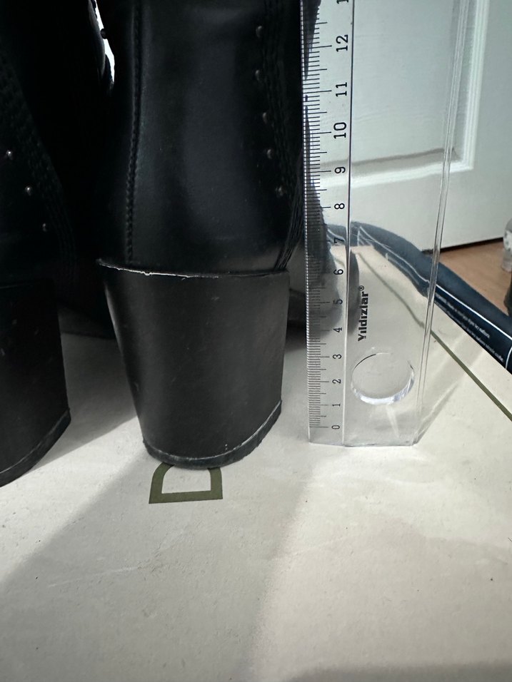 Siyah Deri Gotik Topuklu Kadın Bot - Görsel 2