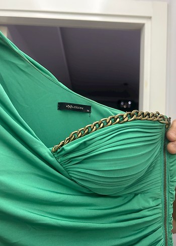 Yeşil Drapeli Uzun Abiye Elbise - Görsel 6