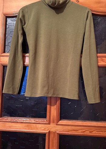 Kadın Haki Boğazlı Uzun Kollu Basic Kazak - Görsel 2