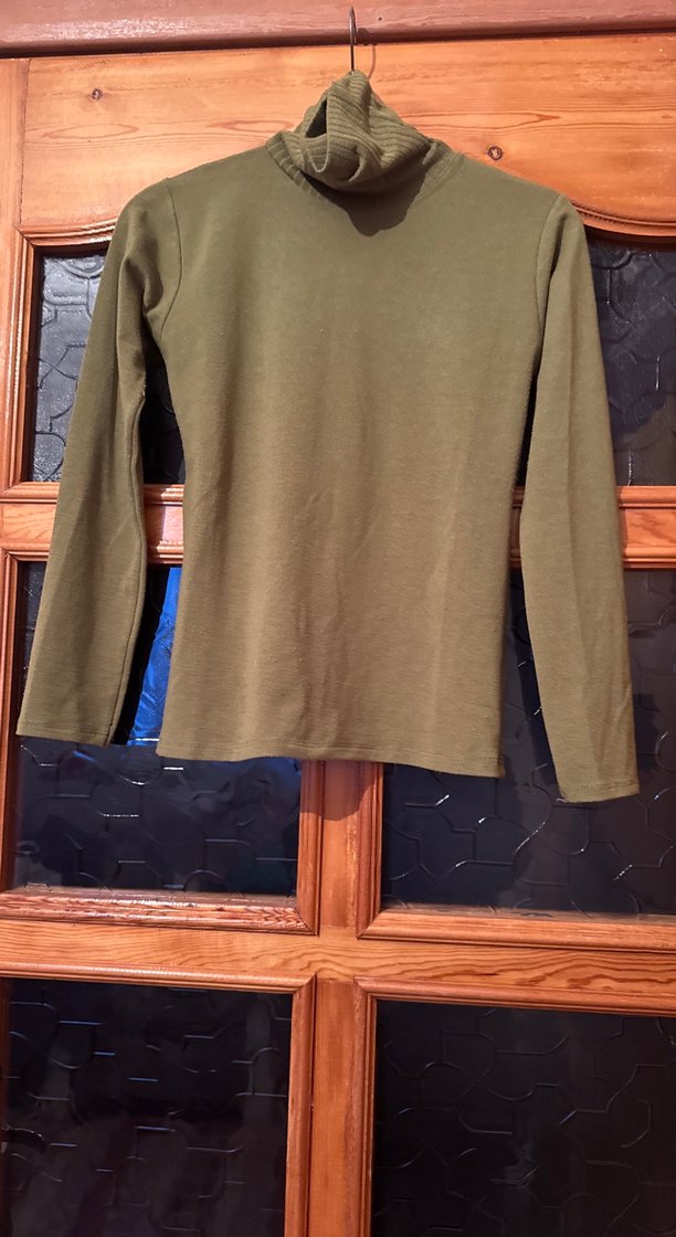 Kadın Haki Boğazlı Uzun Kollu Basic Kazak - Görsel 2