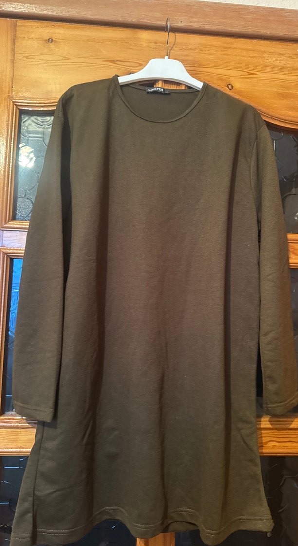 Kahverengi Uzun Kollu Salaş Kadın Tunik - Görsel 2