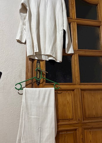 Beyaz Uzun Kollu Fermuarlı Keten Kazak - Görsel 2