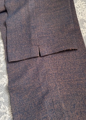 Kadın Gri-Kahverengi Pilili Kumaş Pantolon - Görsel 4