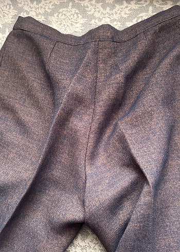 Kadın Gri-Kahverengi Pilili Kumaş Pantolon - Görsel 3