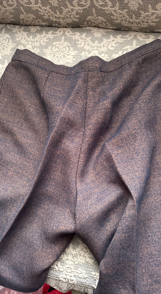 Kadın Gri-Kahverengi Pilili Kumaş Pantolon - Görsel 3