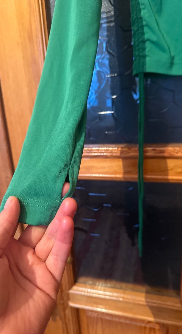 Kadın Yeşil Uzun Kollu Basic Tişört - Görsel 2