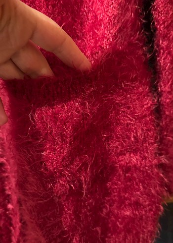 Bordo Örgü Kadın Hırka - Görsel 2