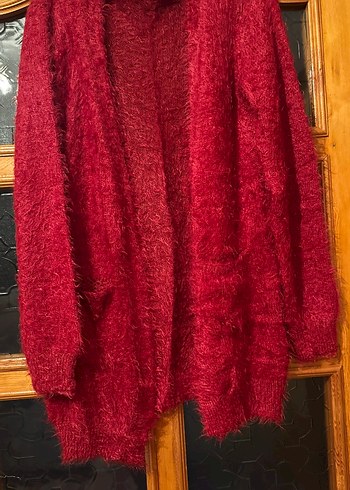 Bordo Örgü Kadın Hırka - Görsel 4