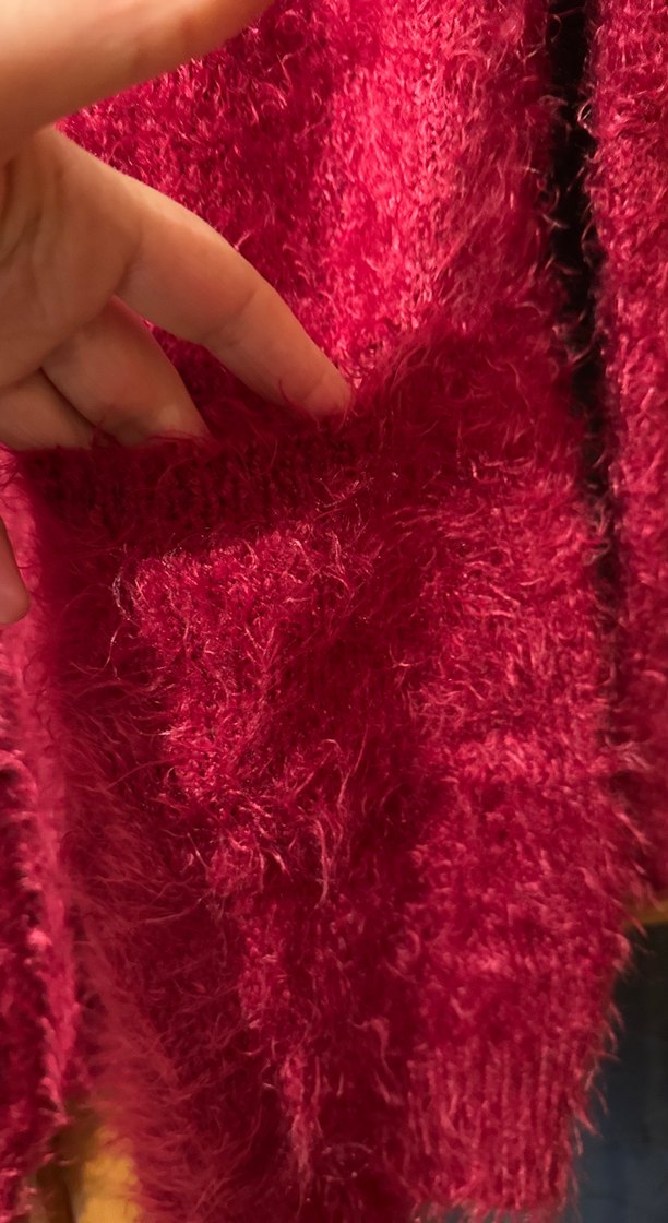 Bordo Örgü Kadın Hırka - Görsel 2