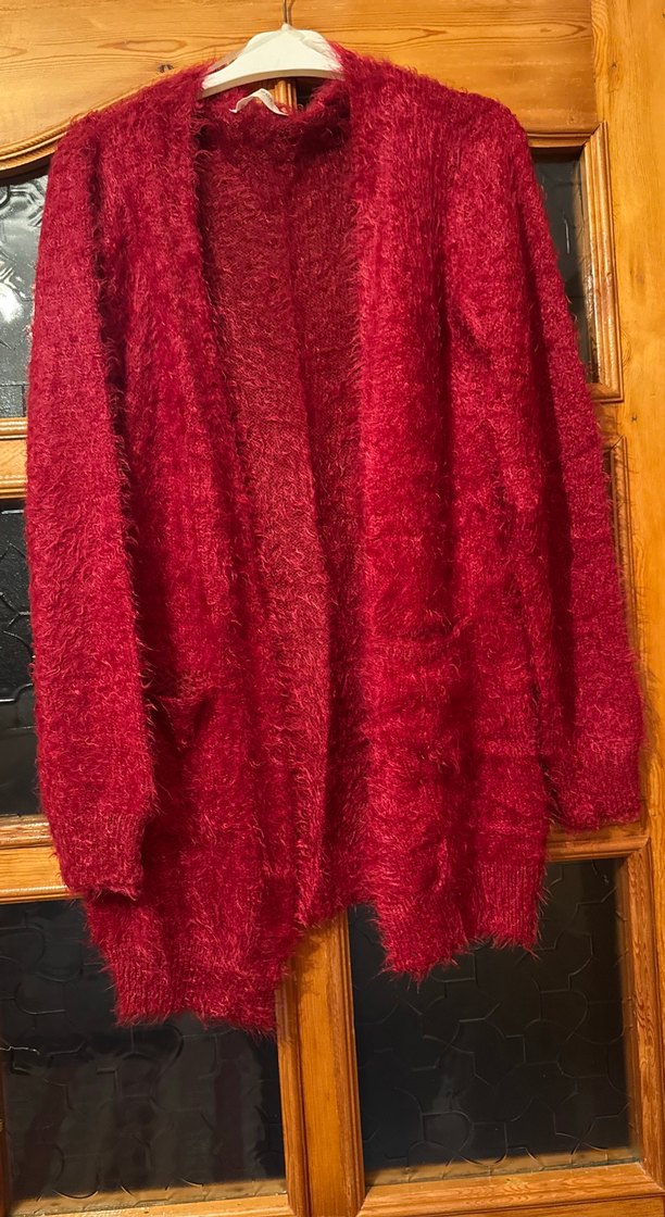 Bordo Örgü Kadın Hırka - Görsel 4