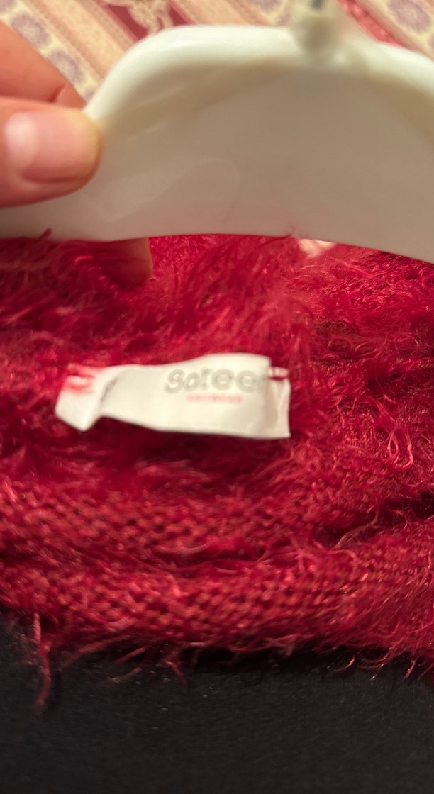 Bordo Örgü Kadın Hırka - Görsel 5