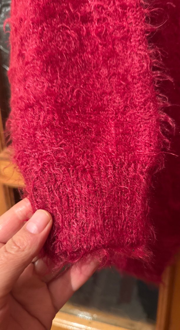 Bordo Örgü Kadın Hırka - Görsel 3