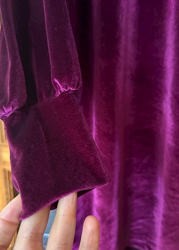 Parlak Mor, Uzun Kollu Kadın Uzun Elbise - Görsel 2