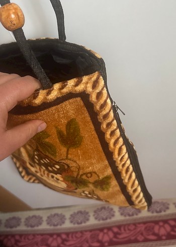 Bohem İşlemeli Kahverengi Süet Kadın Çanta - Görsel 3