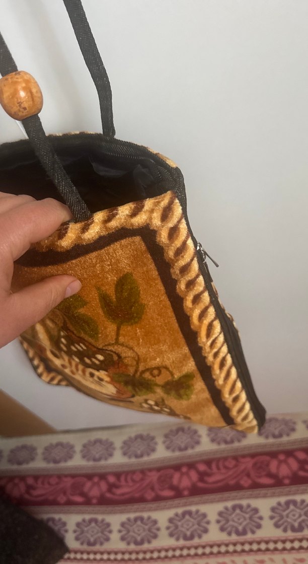 Bohem İşlemeli Kahverengi Süet Kadın Çanta - Görsel 3