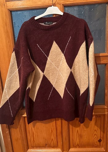 Bordo Bohem Gevşek Örgü Kadın Kazak - Görsel 4