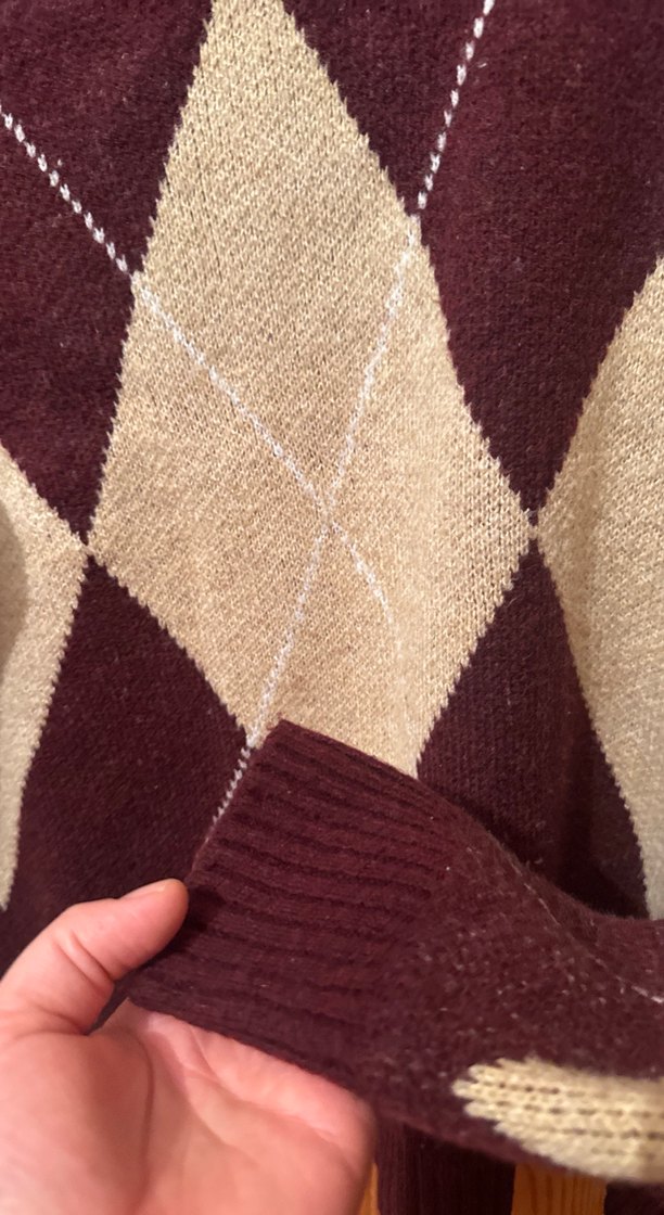 Bordo Bohem Gevşek Örgü Kadın Kazak - Görsel 3