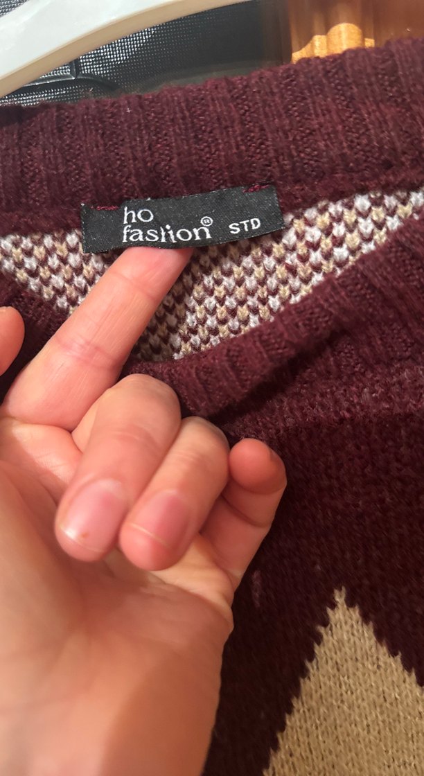 Bordo Bohem Gevşek Örgü Kadın Kazak - Görsel 2