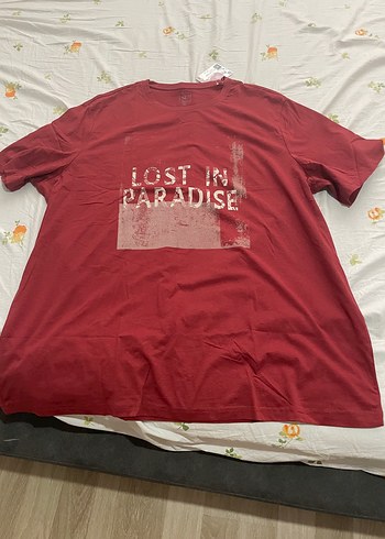Kırmızı Baskılı Tişört 5xl