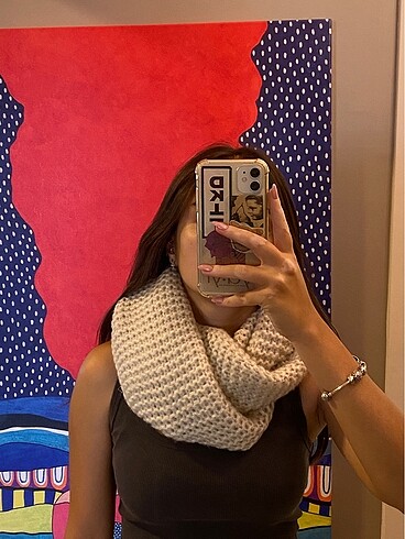 bershka beyaz orgu atki