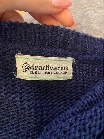 l Beden stradivarius mavi örgü şık kazak