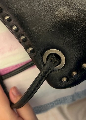 Siyah Deri Gotik Kadın Çanta - Görsel 5