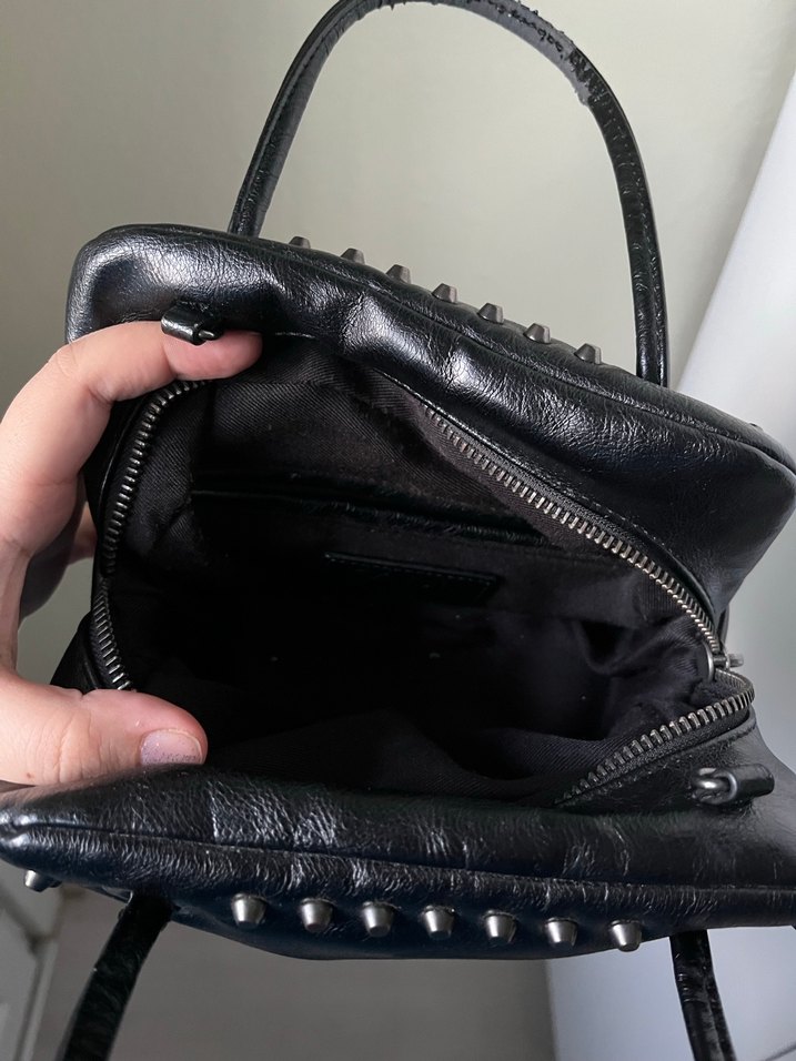 Siyah Deri Gotik Kadın Çanta - Görsel 3
