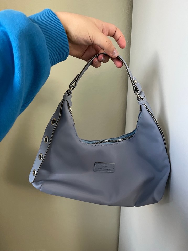Gri Mavi Fermuarlı Kadın Çanta - Görsel 3