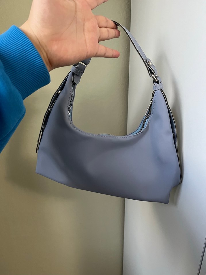 Gri Mavi Fermuarlı Kadın Çanta - Görsel 4